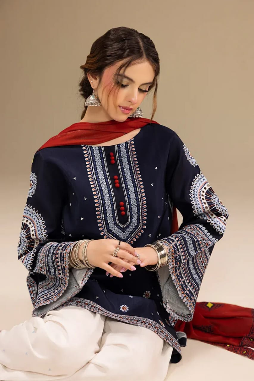 Jazmin Trending Peach Wool 3 Piece Unstitched Dress - Winter Collection