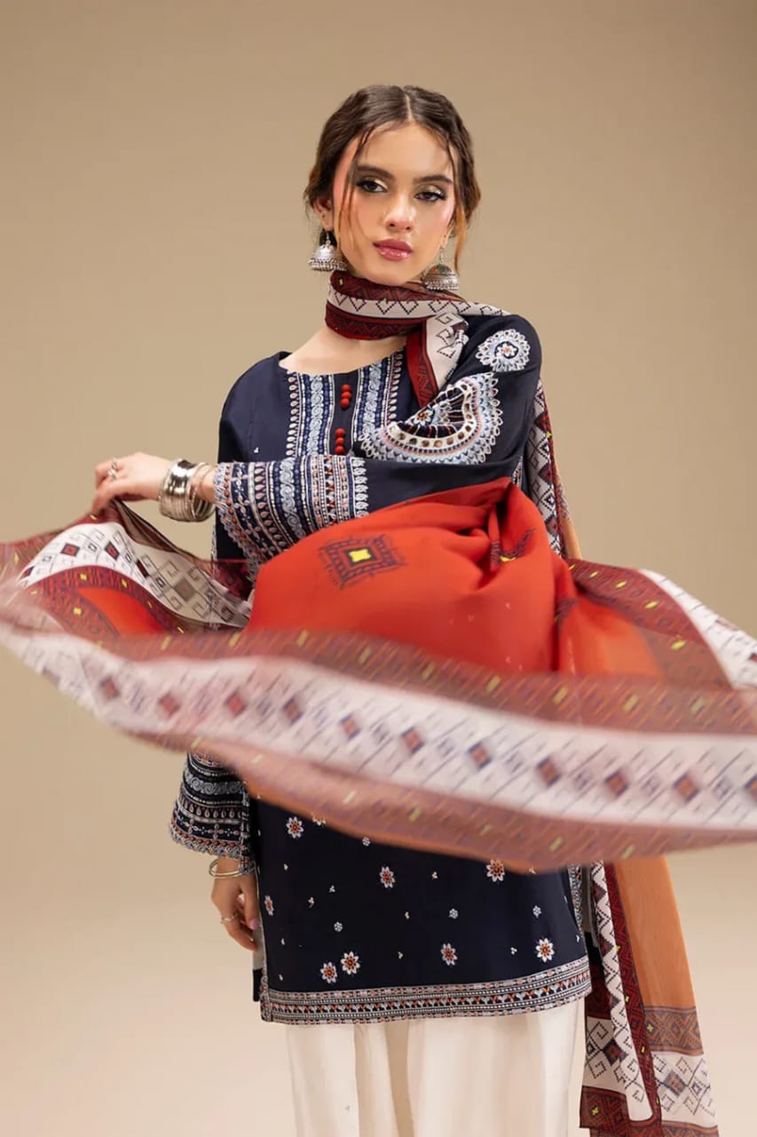 Jazmin Trending Peach Wool 3 Piece Unstitched Dress - Winter Collection