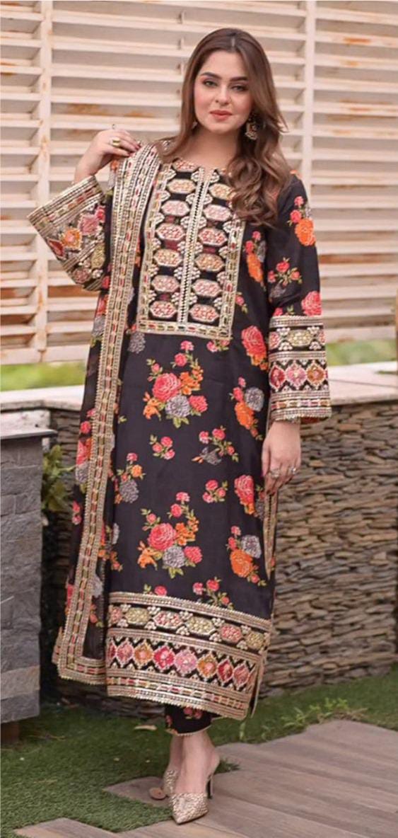 Embroidered Silk 3 Piece Article WW204