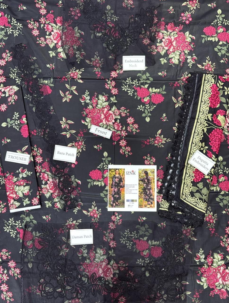 Iznik Linen 3 Piece Luxury Dress Unstitched - Winter Collection