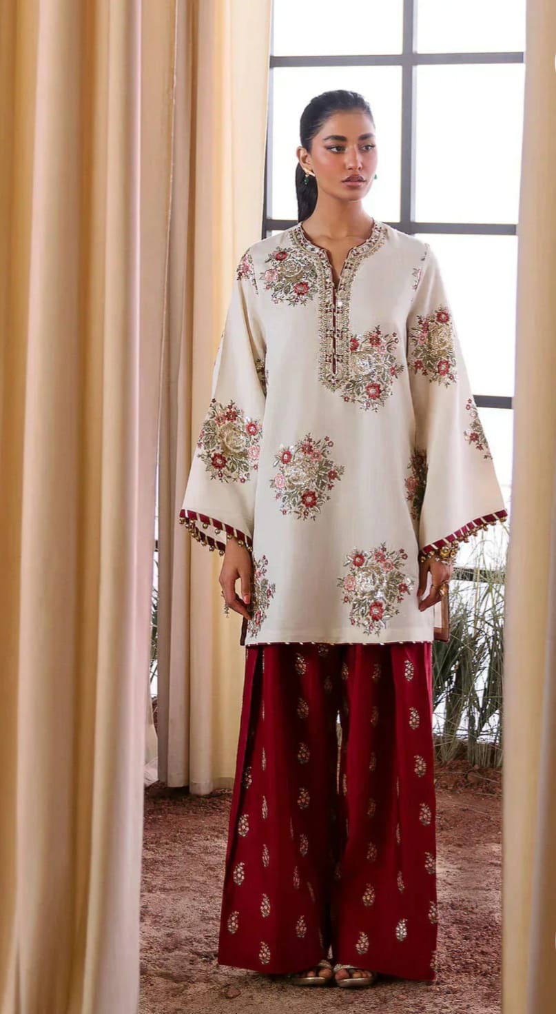 Ethnic Luxury Silk 3 Pc Unstitched - Winter Collection