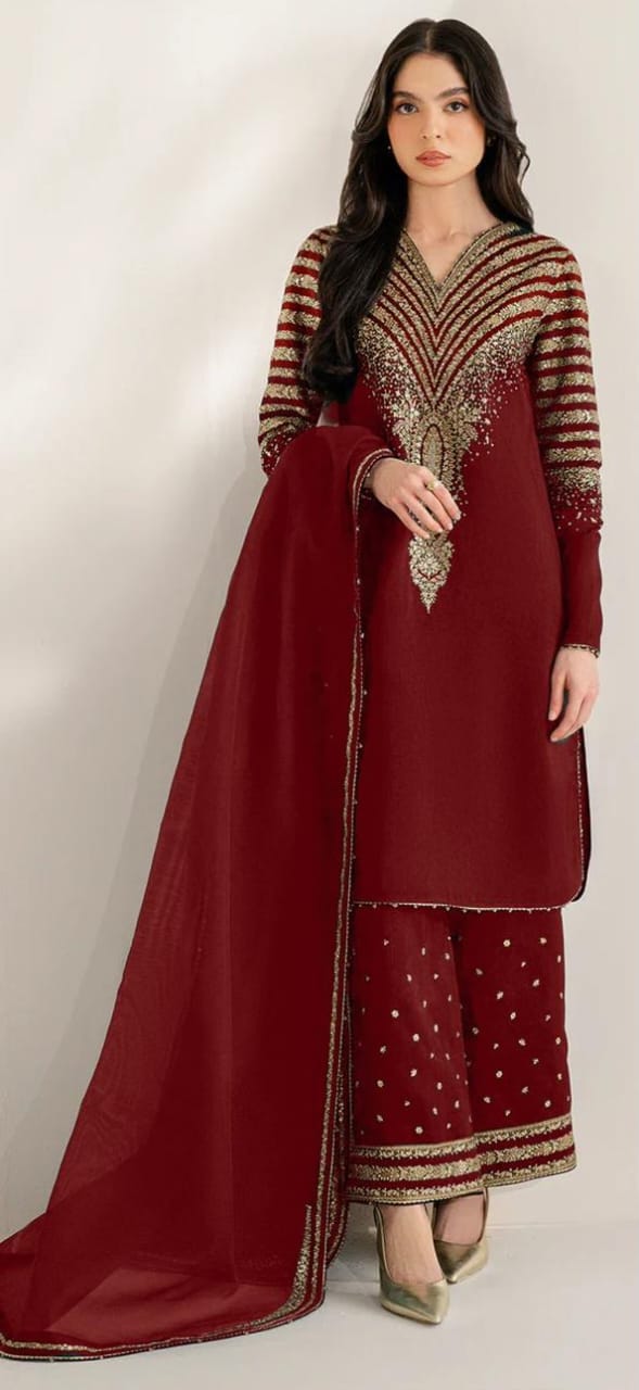 Jazmin Luxury Silk Embroidered 3 Piece Unstitched - Winter Collection