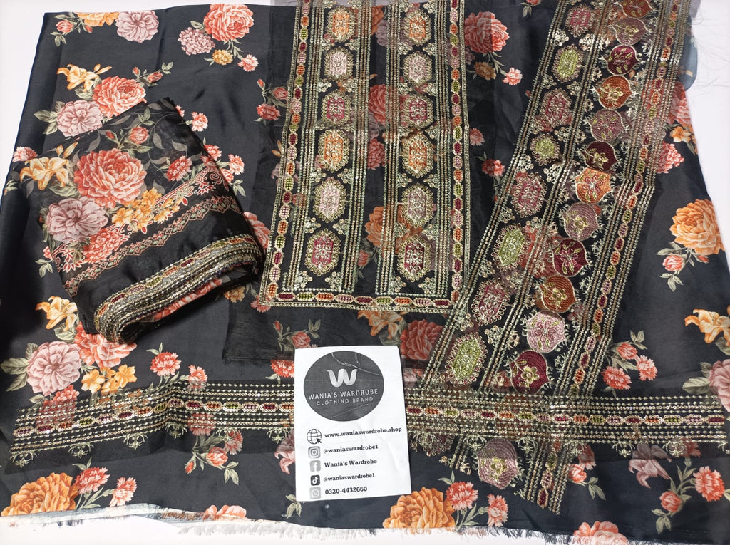 Embroidered Silk 3 Piece Article WW204