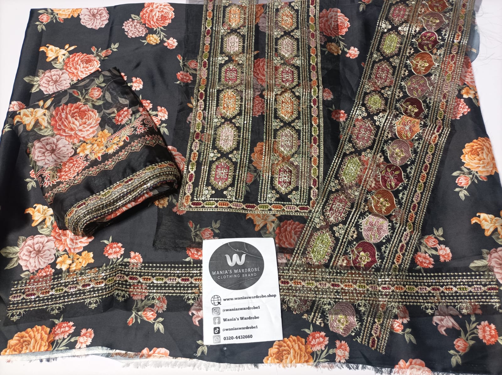 Embroidered Silk 3 Piece Article WW204