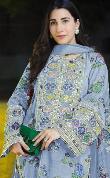 Aneelas Luxury 3 Piece Silk Unstitched - Winter Collection